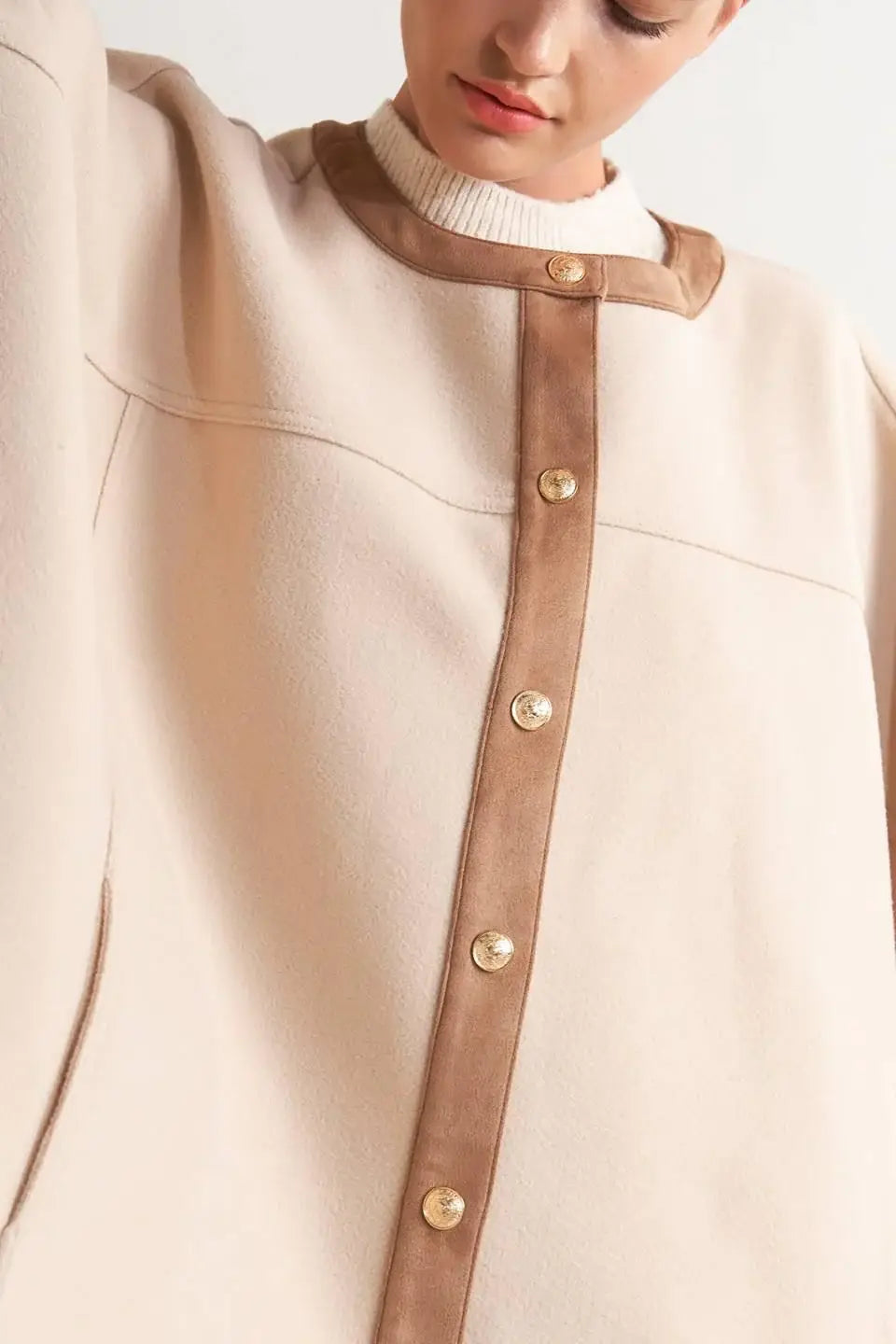 TIMELESS ELEGANCE WOVEN FELT CAPELET - Flying Tomato - Flyclothing LLC