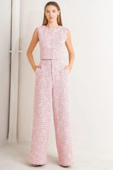 ROSÉ EDGE ENSEMBLE TWEED VEST - Flying Tomato - Flyclothing LLC