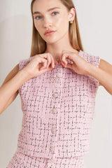 ROSÉ EDGE ENSEMBLE TWEED VEST - Flying Tomato - Flyclothing LLC