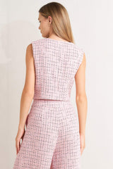 ROSÉ EDGE ENSEMBLE TWEED VEST - Flying Tomato - Flyclothing LLC