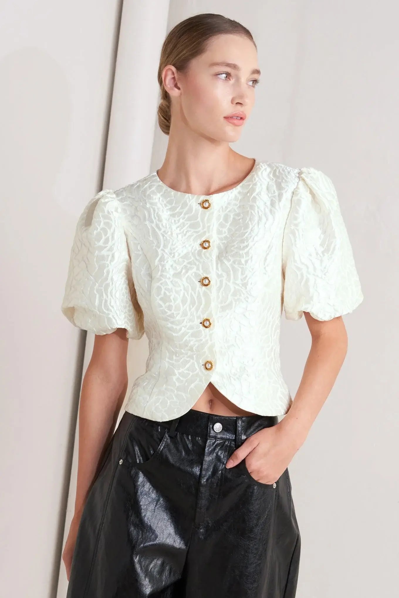 ROSÉ TEXTURE WOVEN TOP - Flying Tomato - Flyclothing LLC