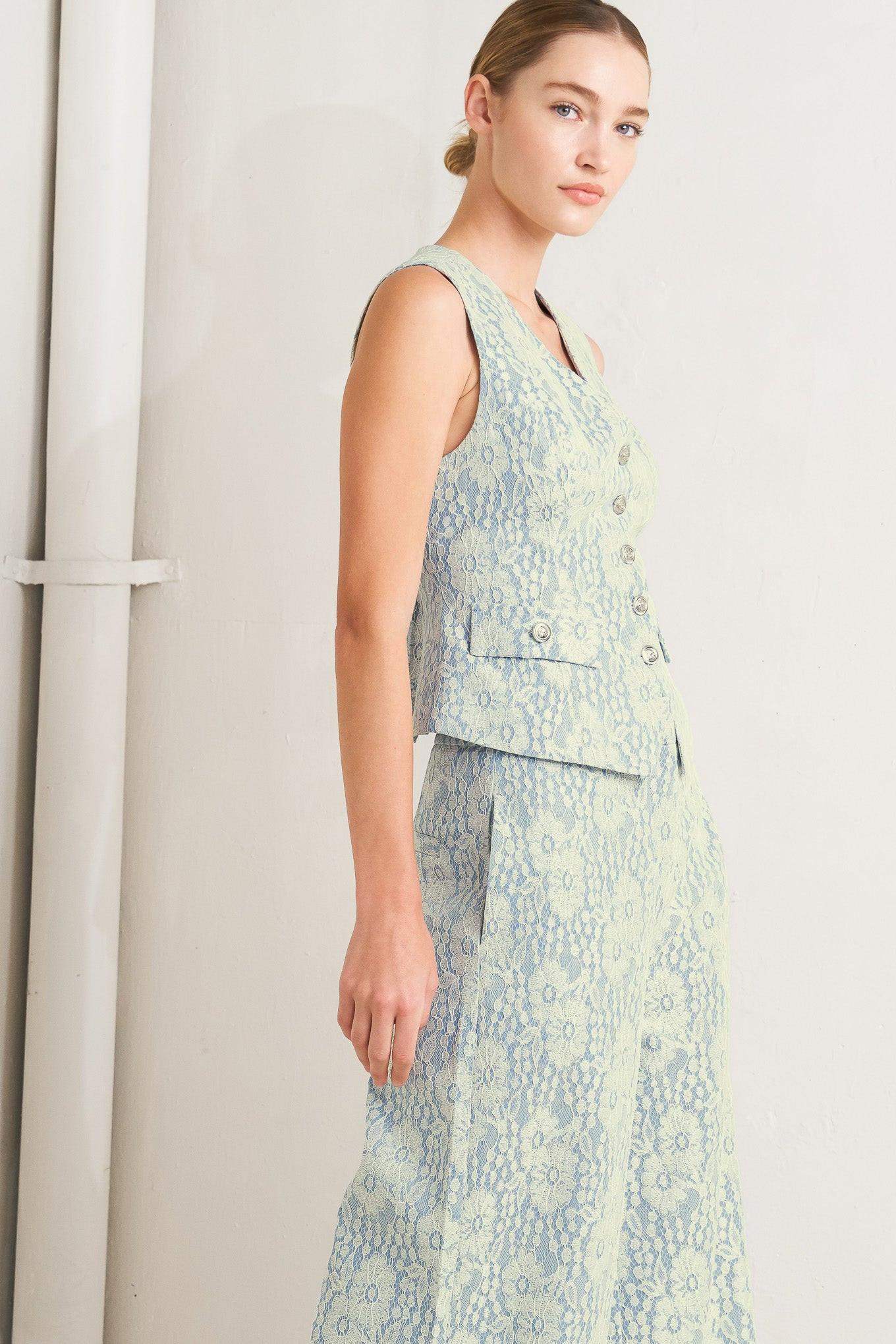 EASY ELEGANCE WOVEN LACE VEST - Flying Tomato - Flyclothing LLC