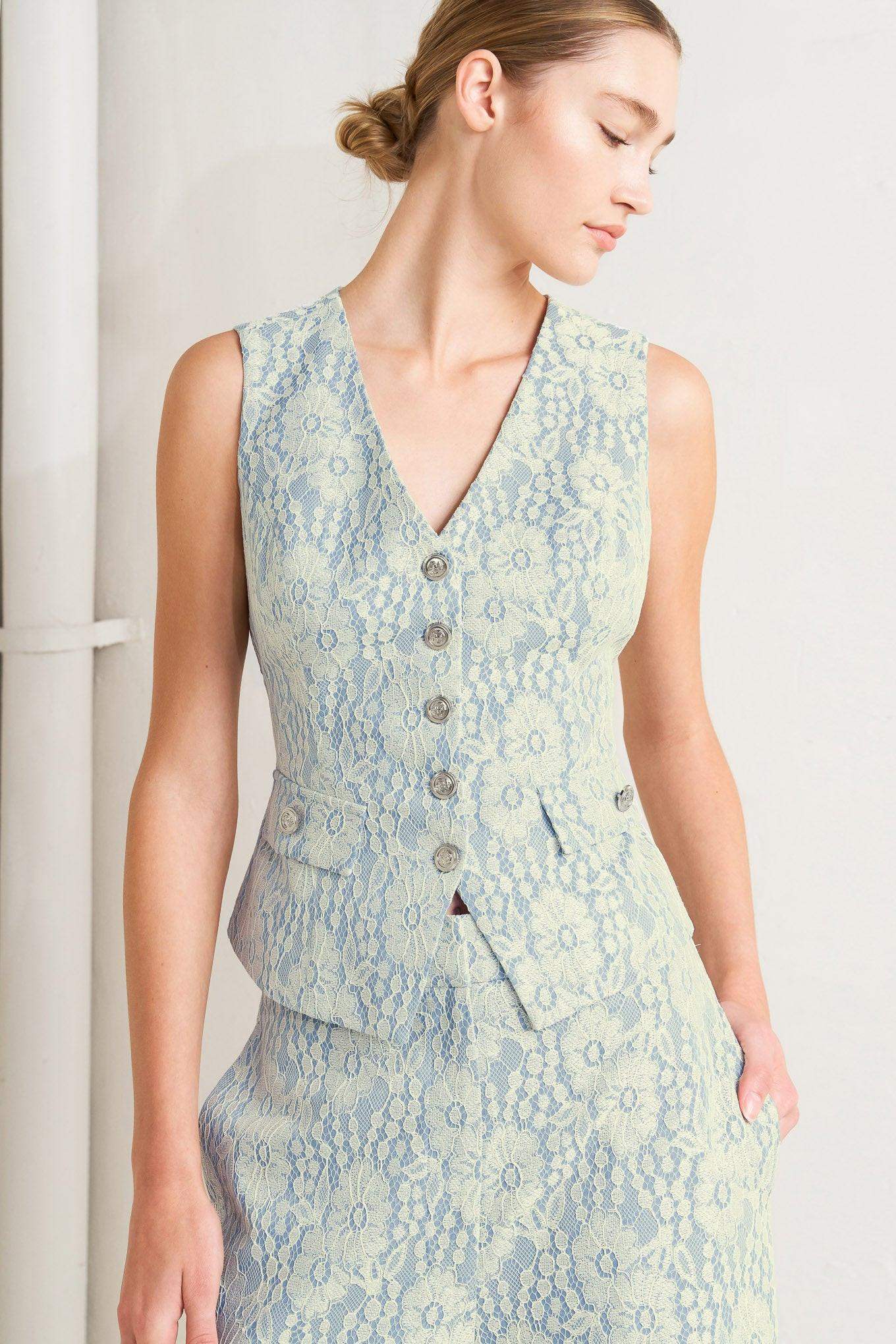 EASY ELEGANCE WOVEN LACE VEST - Flying Tomato - Flyclothing LLC