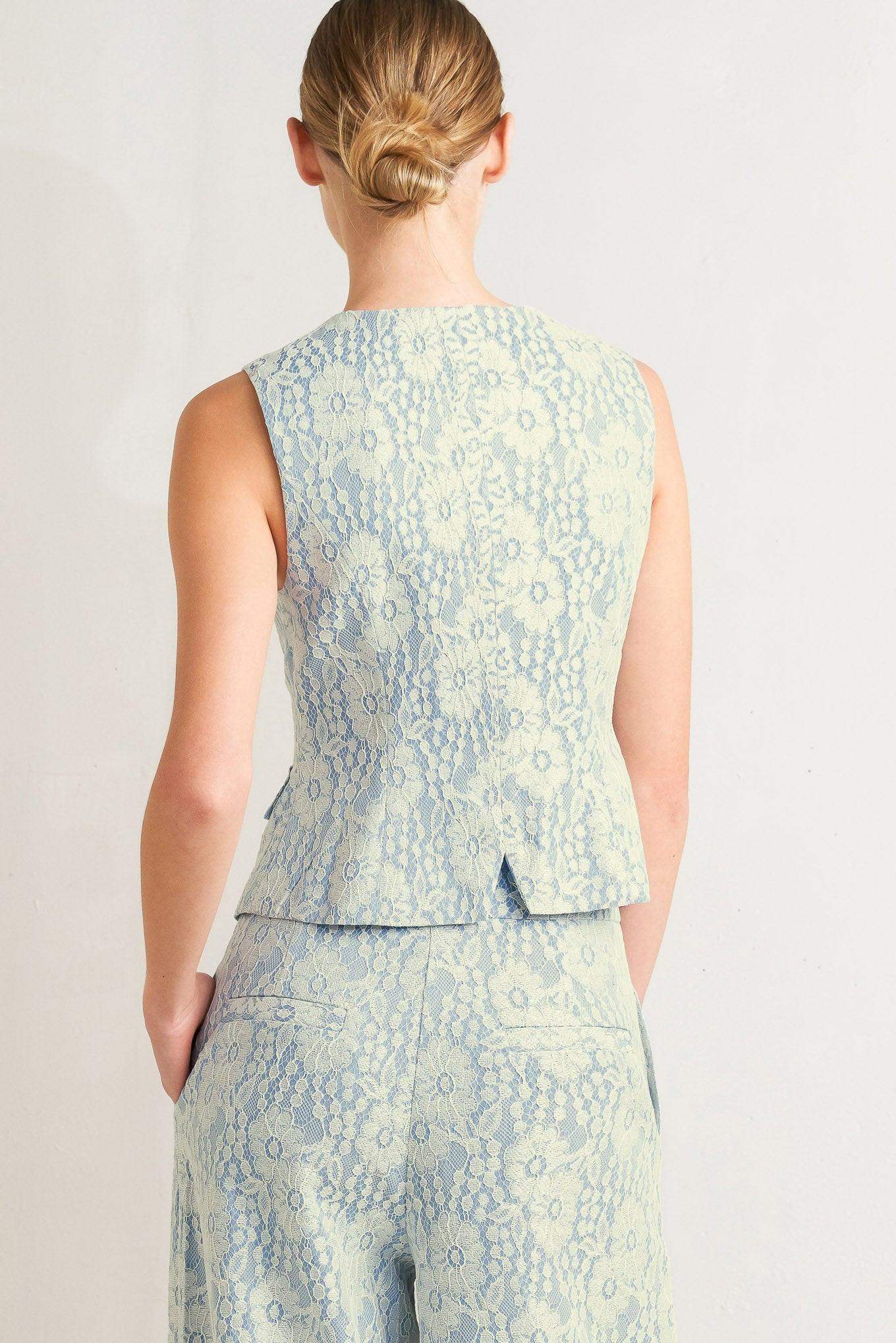 EASY ELEGANCE WOVEN LACE VEST - Flying Tomato - Flyclothing LLC