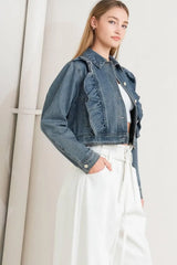 FRENCH FEMME DENIM CROP JACKET - Flying Tomato - Flyclothing LLC