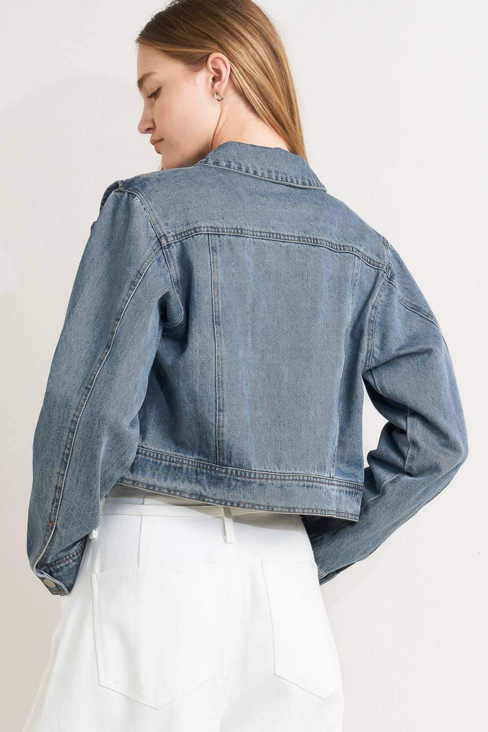 FRENCH FEMME DENIM CROP JACKET - Flying Tomato - Flyclothing LLC