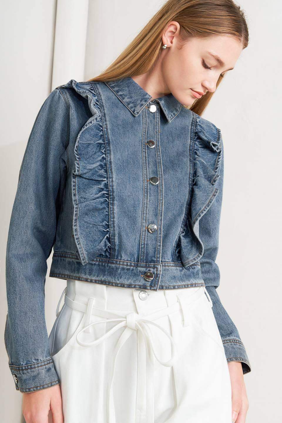 FRENCH FEMME DENIM CROP JACKET - Flying Tomato - Flyclothing LLC