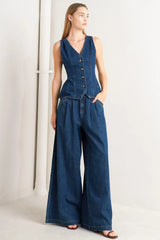 SHARP FEMININITY DENIM VEST - Flying Tomato - Flyclothing LLC