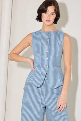 PINSTRIPE PRESTIGE WOVEN VEST - Flying Tomato - Flyclothing LLC