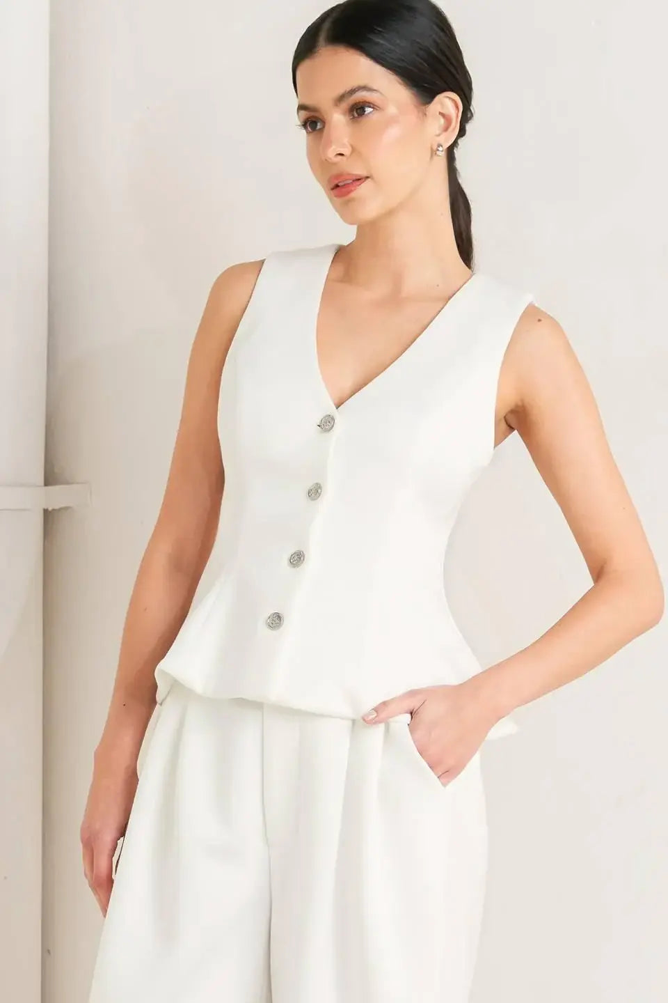 PURE ELEGANCE WOVEN VEST - Flying Tomato - Flyclothing LLC