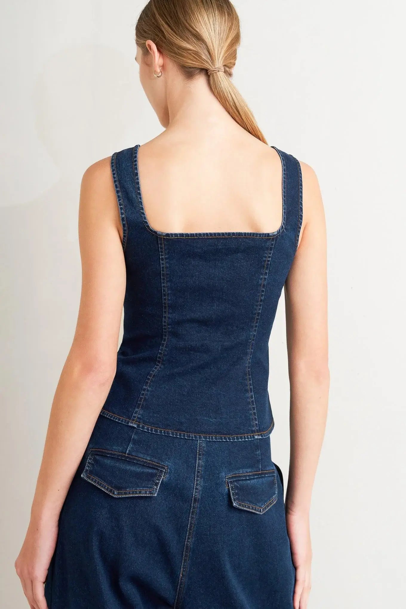 QUIET LUXE DENIM TOP - Flying Tomato - Flyclothing LLC