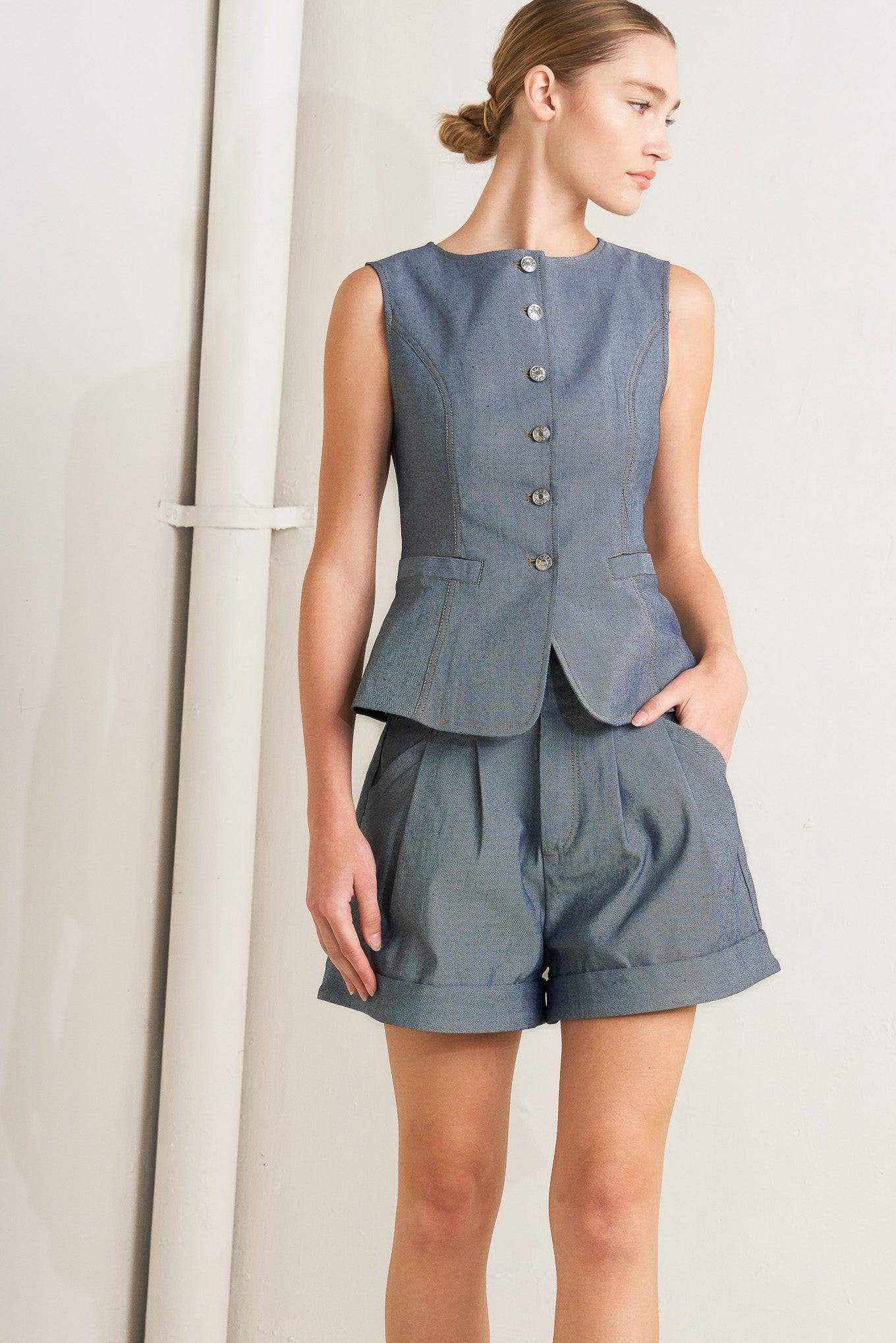 CONFIDENTLY COOL TAILORED WOVEN VEST - Flying Tomato - Flyclothing LLC