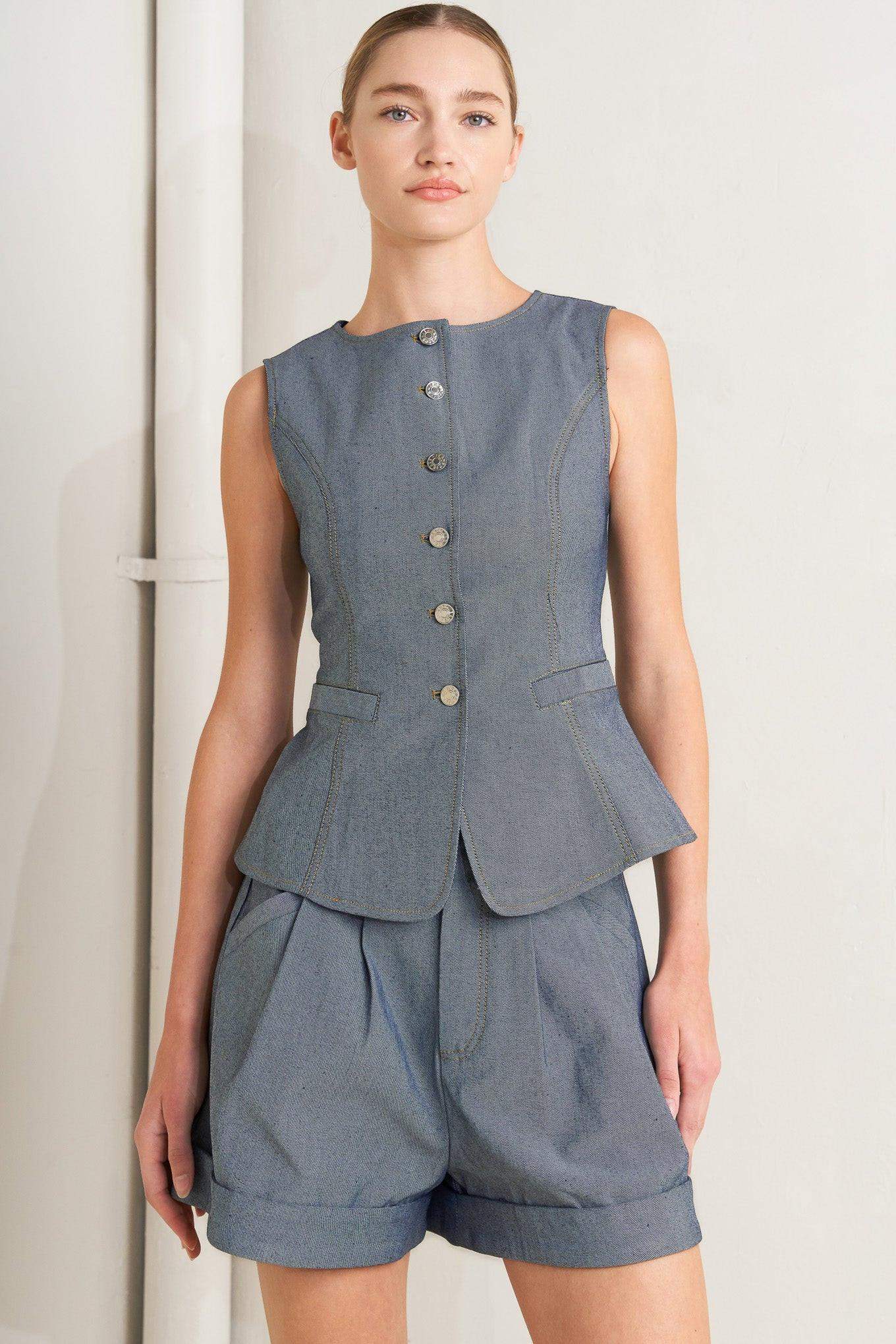 CONFIDENTLY COOL TAILORED WOVEN VEST - Flying Tomato - Flyclothing LLC