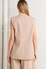 ELEGANT PLEAT WOVEN MIDI VEST - Flying Tomato - Flyclothing LLC