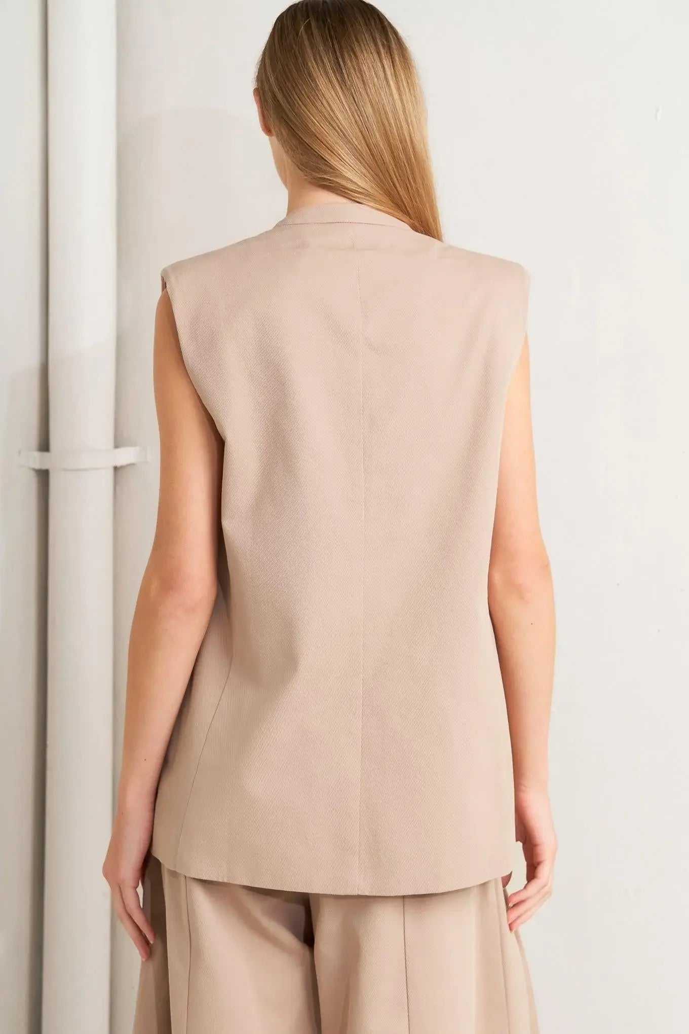 ELEGANT PLEAT WOVEN MIDI VEST - Flying Tomato - Flyclothing LLC