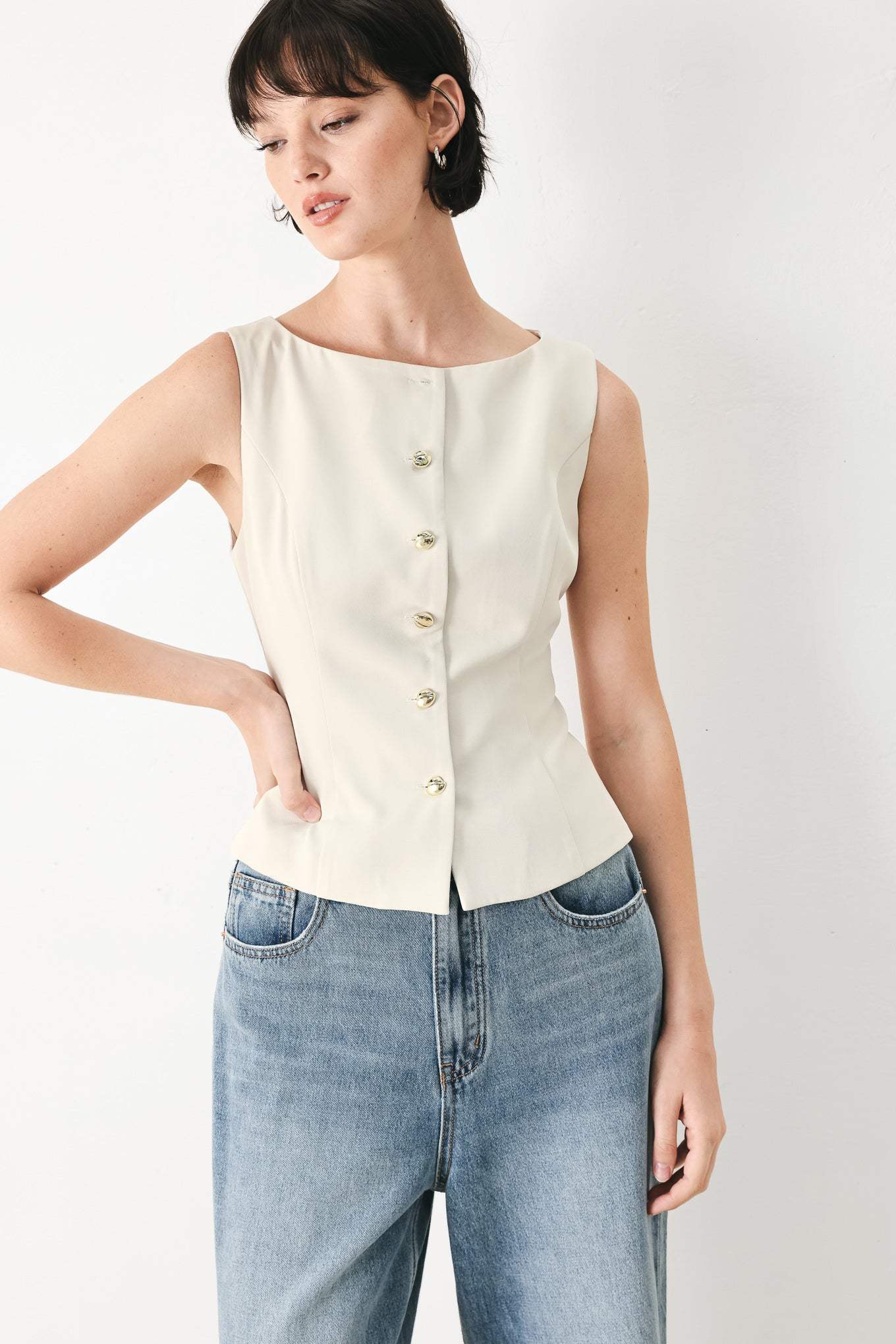 MODERN MINIMAL WOVEN VEST - Flying Tomato - Flyclothing LLC