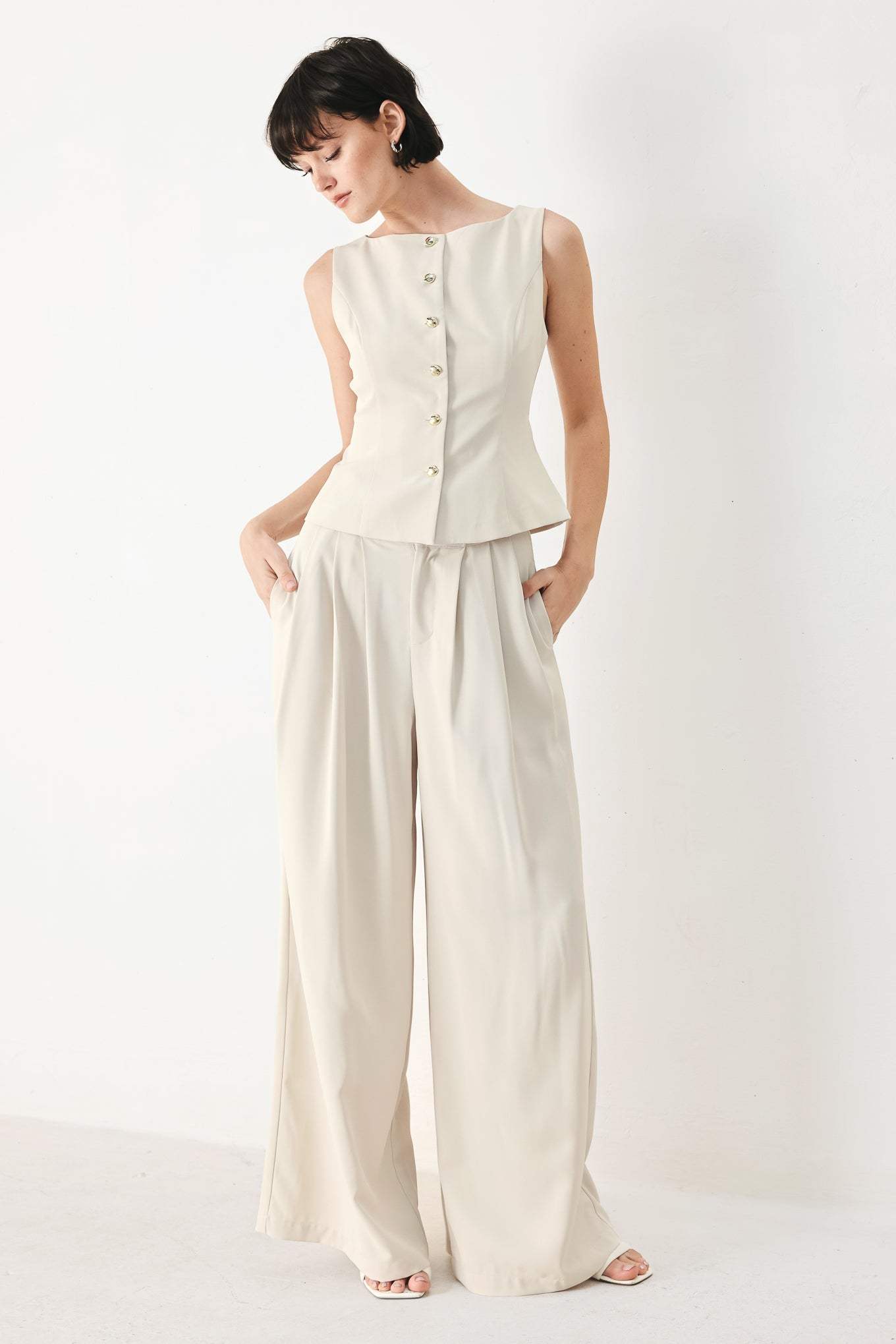 MODERN MINIMAL WOVEN VEST - Flying Tomato - Flyclothing LLC