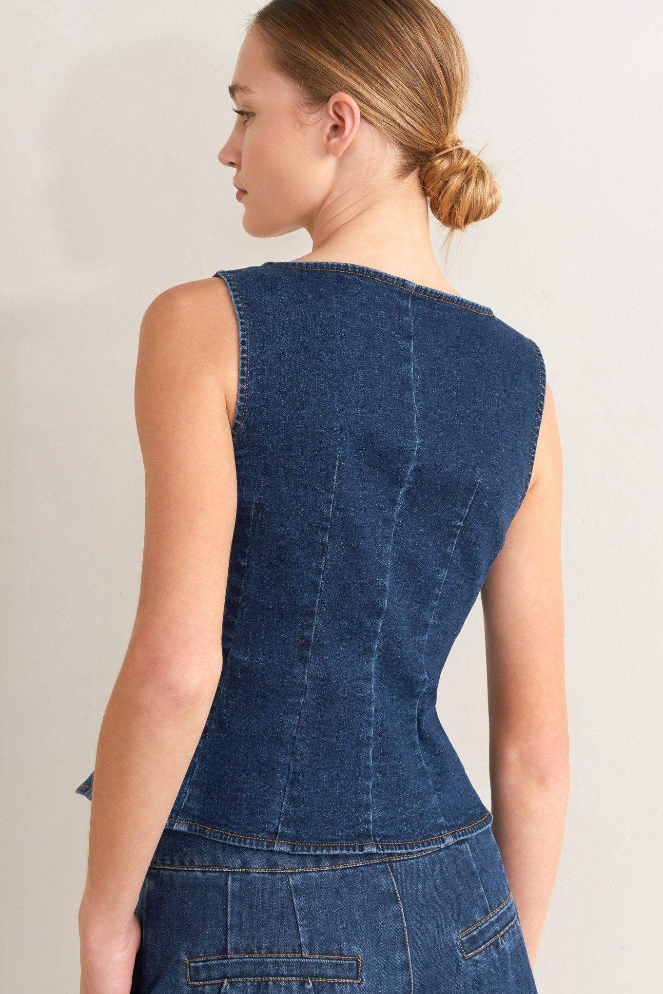 RETRO STREET DENIM VEST - Flying Tomato - Flyclothing LLC