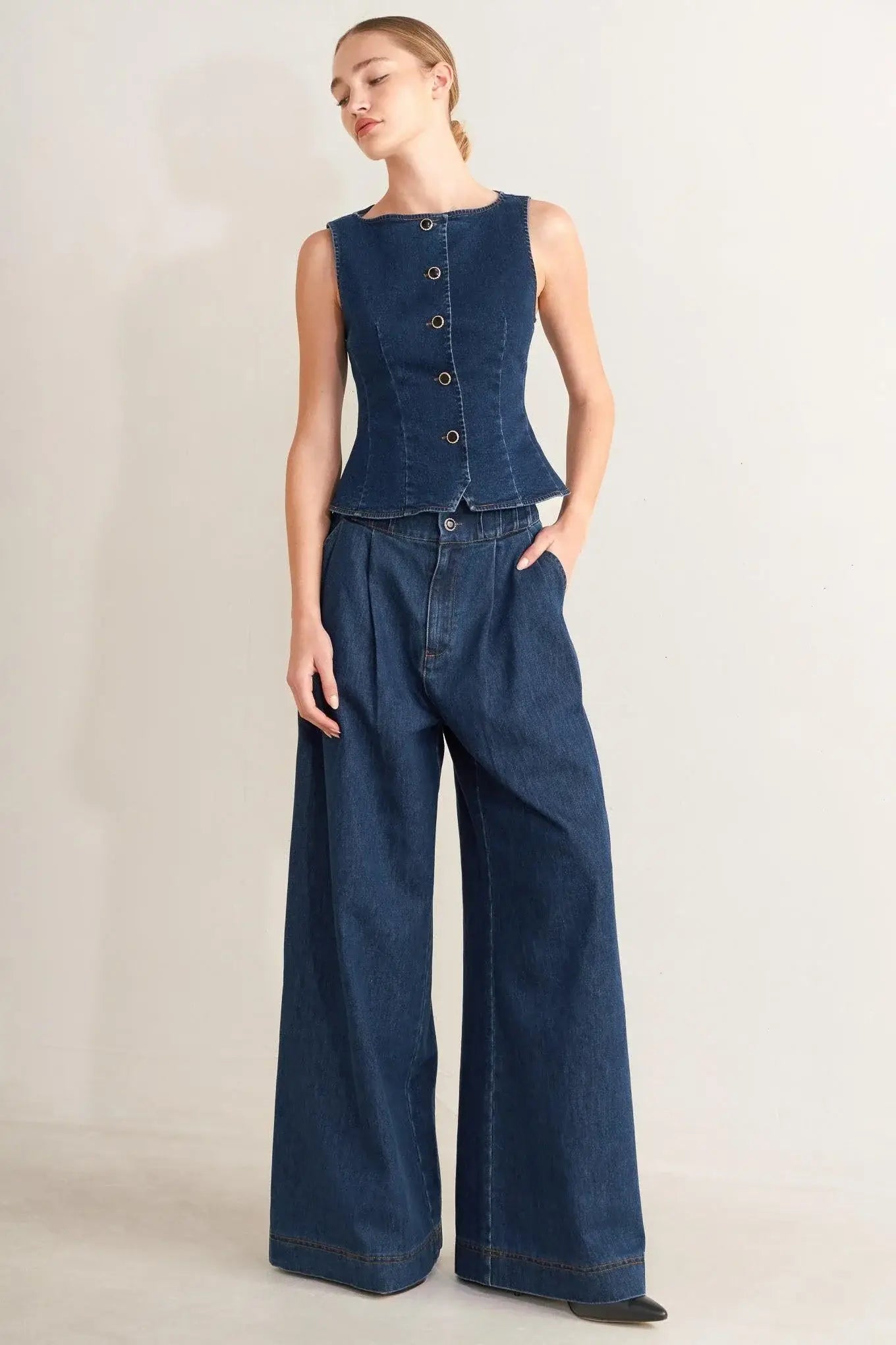 RETRO STREET DENIM VEST - Flying Tomato - Flyclothing LLC