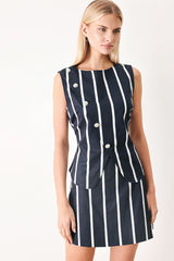 DARK RHYTHM STRIPE WOVEN TOP - Flying Tomato - Flyclothing LLC