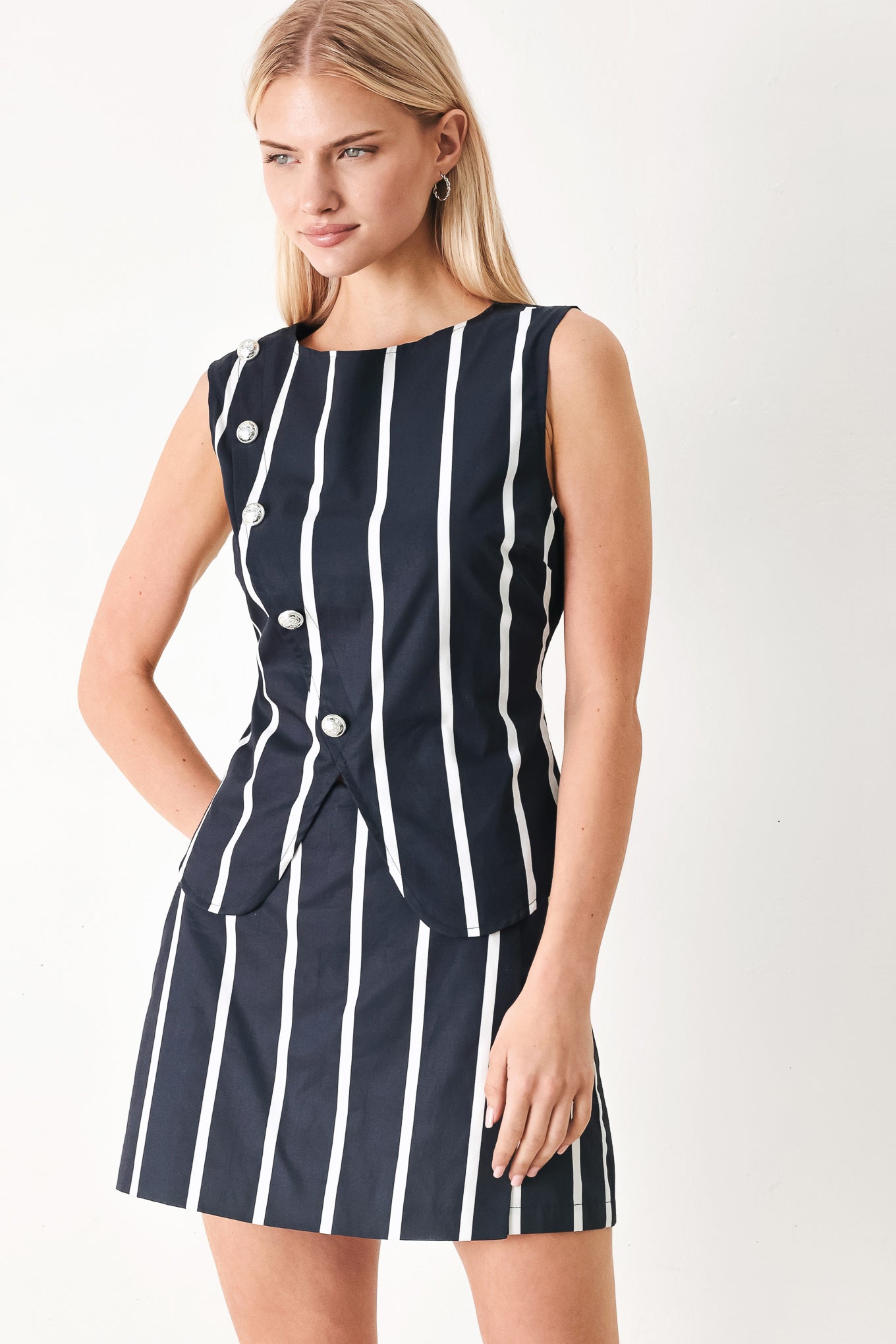 DARK RHYTHM STRIPE WOVEN TOP - Flying Tomato - Flyclothing LLC