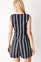 DARK RHYTHM STRIPE WOVEN TOP - Flying Tomato - Flyclothing LLC