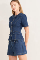 FOREVER STYLISH DENIM TOP - Flying Tomato - Flyclothing LLC