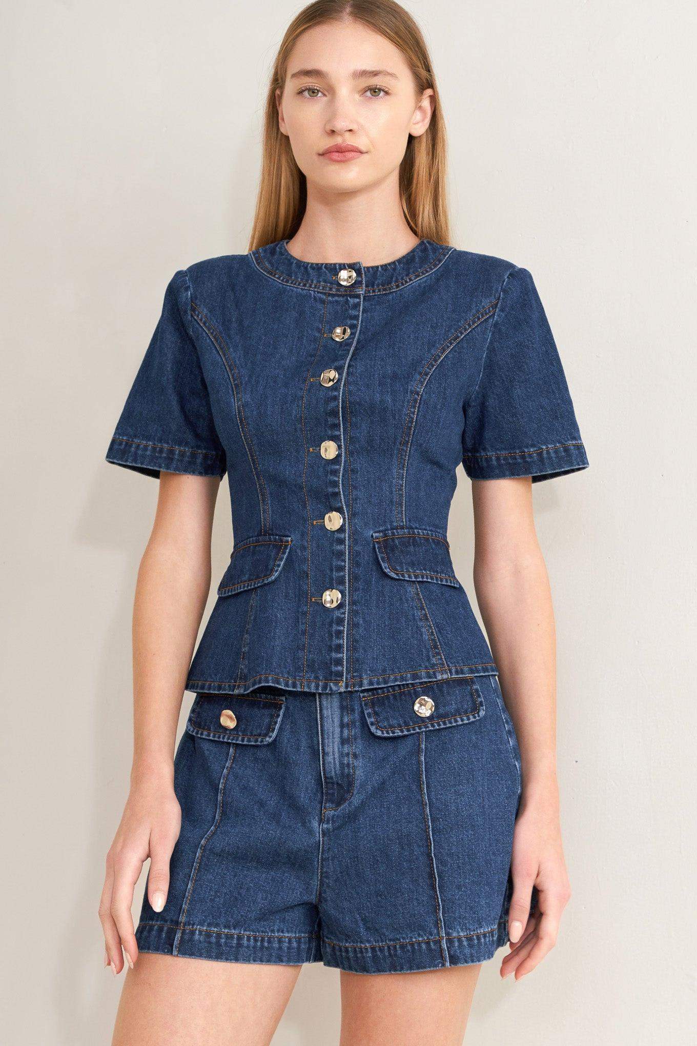FOREVER STYLISH DENIM TOP - Flying Tomato - Flyclothing LLC