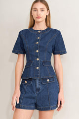 FOREVER STYLISH DENIM TOP - Flying Tomato - Flyclothing LLC