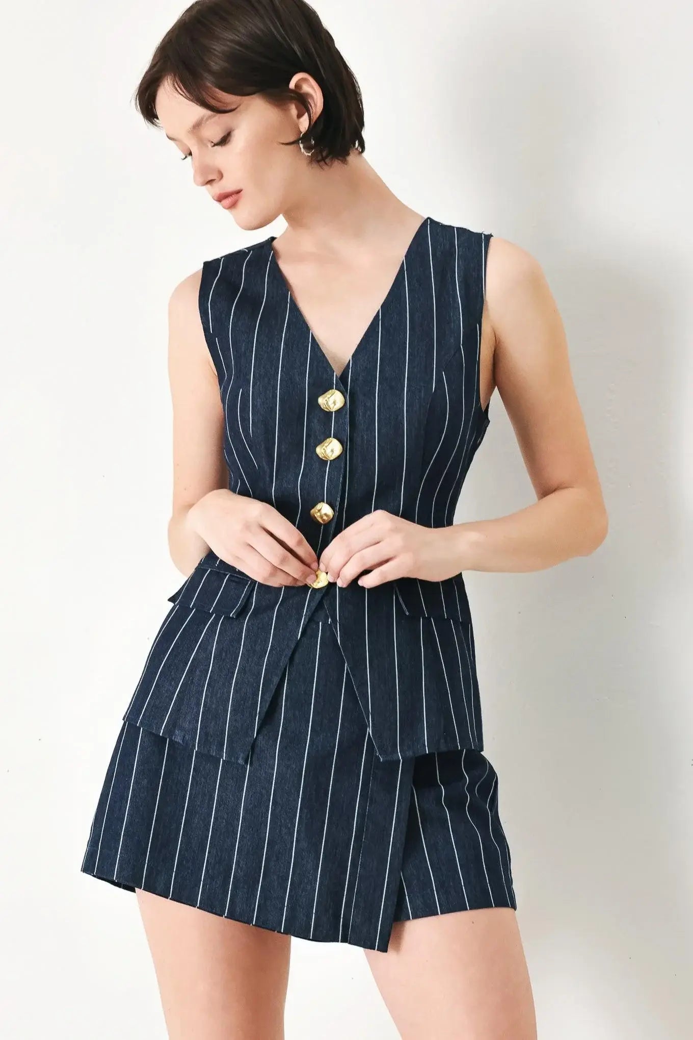 BOSS BABE STRIP WOVEN VEST - Flying Tomato - Flyclothing LLC