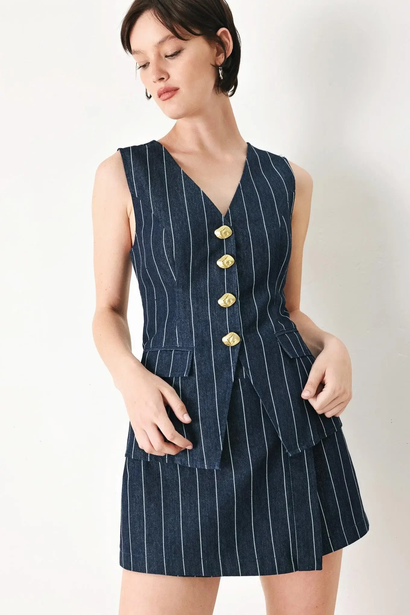 BOSS BABE STRIP WOVEN VEST - Flying Tomato - Flyclothing LLC