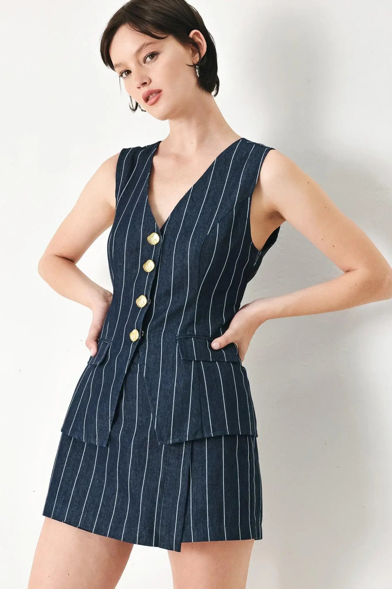 BOSS BABE STRIP WOVEN VEST - Flying Tomato - Flyclothing LLC