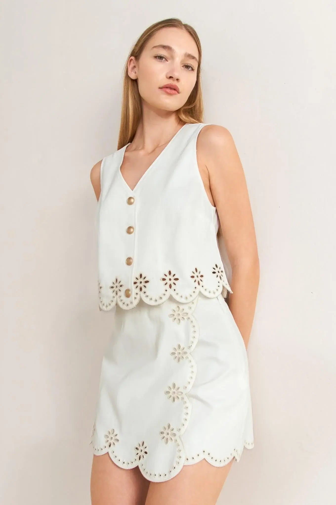 SEAFOAM SCALLOP WOVEN VEST - Flying Tomato - Flyclothing LLC