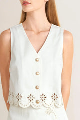 SEAFOAM SCALLOP WOVEN VEST - Flying Tomato - Flyclothing LLC