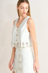 SEAFOAM SCALLOP WOVEN VEST - Flying Tomato - Flyclothing LLC