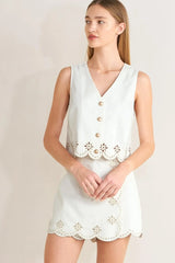 SEAFOAM SCALLOP WOVEN VEST - Flying Tomato - Flyclothing LLC