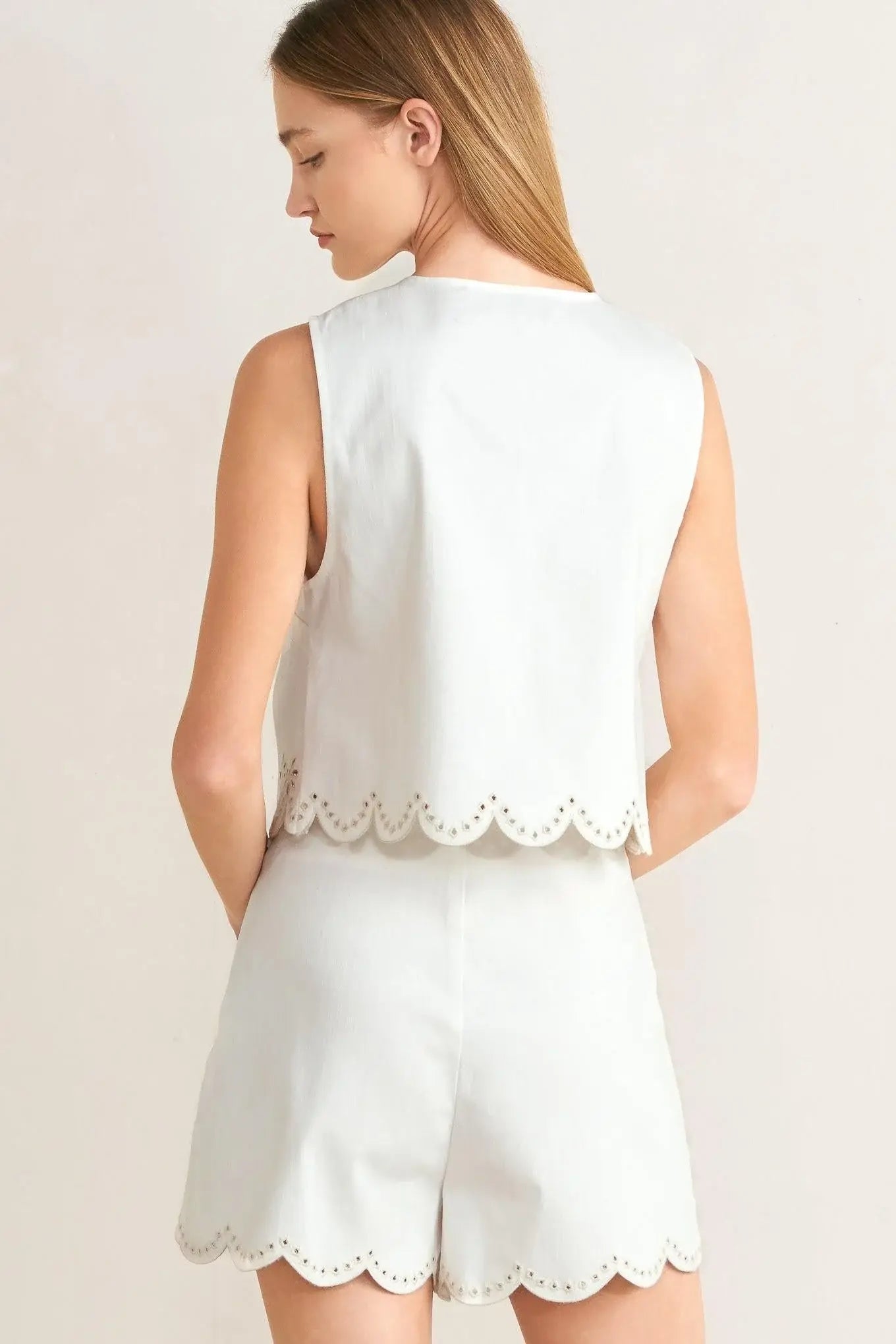 SEAFOAM SCALLOP WOVEN VEST - Flying Tomato - Flyclothing LLC