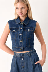 SWEET TALKER DENIM CROP VEST - Flying Tomato - Flyclothing LLC