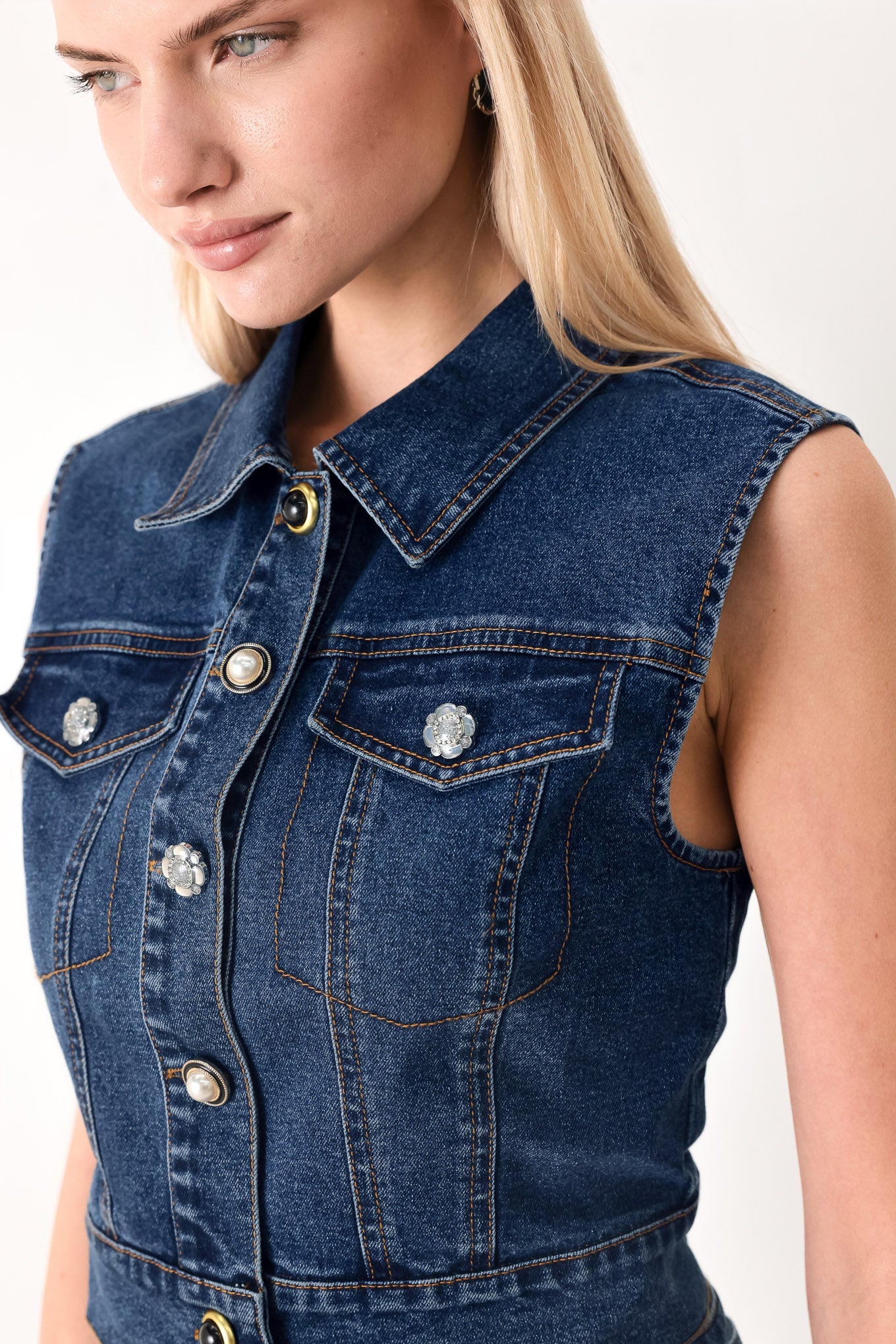 SWEET TALKER DENIM CROP VEST - Flying Tomato - Flyclothing LLC