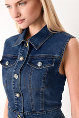 SWEET TALKER DENIM CROP VEST - Flying Tomato - Flyclothing LLC