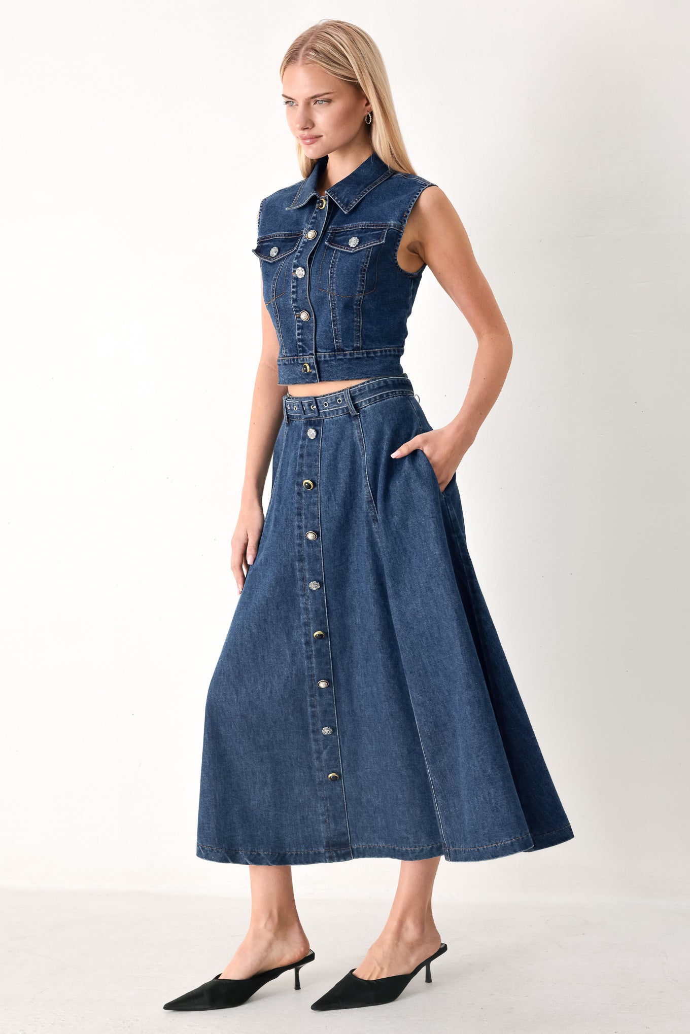 SWEET TALKER DENIM CROP VEST - Flying Tomato - Flyclothing LLC