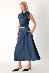 SWEET TALKER DENIM CROP VEST - Flying Tomato - Flyclothing LLC