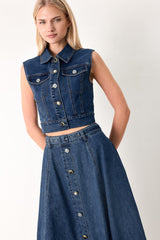 SWEET TALKER DENIM CROP VEST - Flying Tomato - Flyclothing LLC