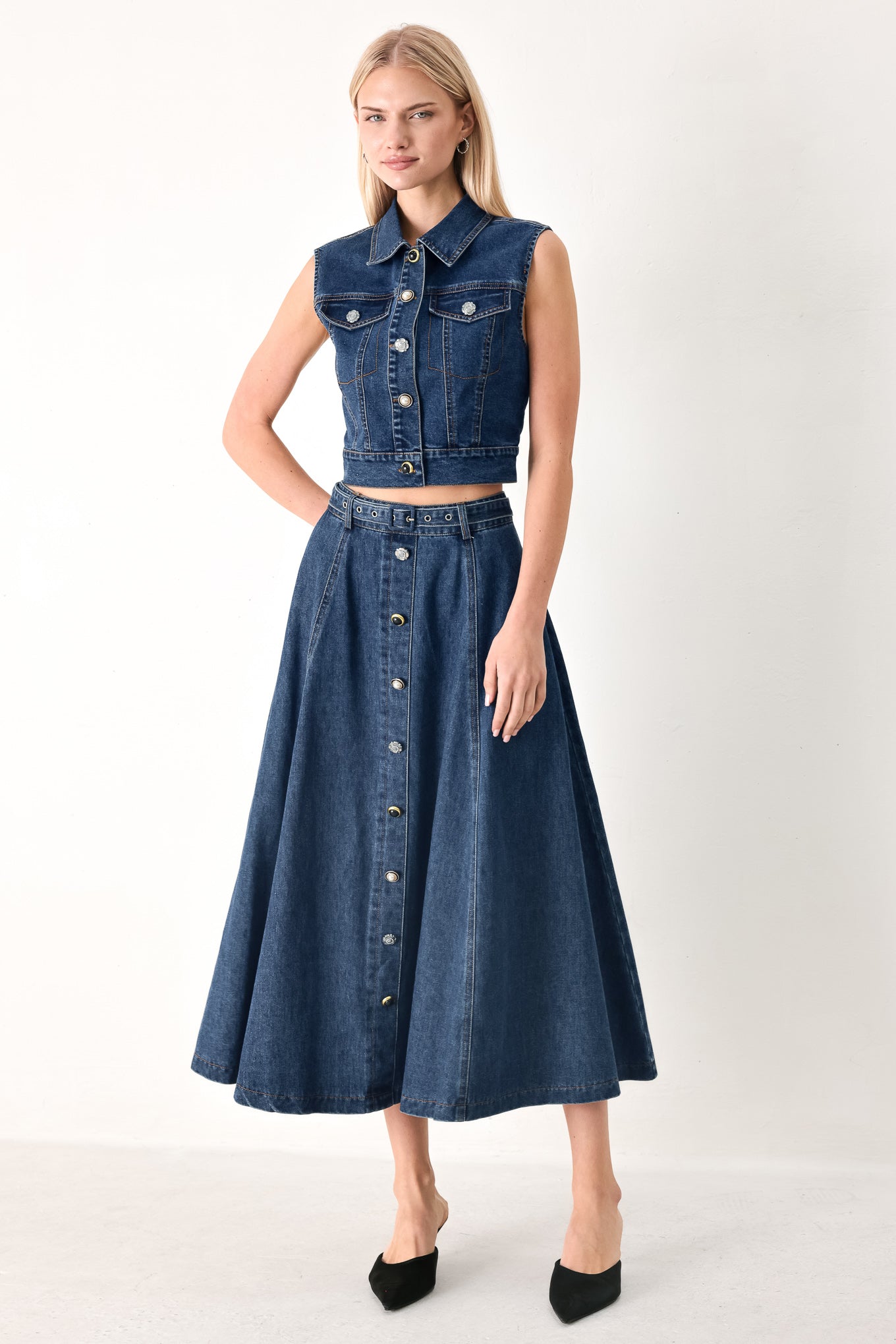 SWEET TALKER DENIM CROP VEST - Flying Tomato - Flyclothing LLC