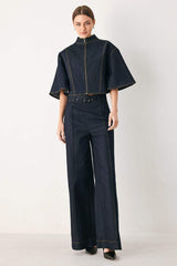 URBAN STITCH WIDE SLEEVE DENIM CAPELET TOP