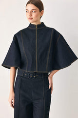 URBAN STITCH WIDE SLEEVE DENIM CAPELET TOP