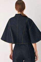 URBAN STITCH WIDE SLEEVE DENIM CAPELET TOP