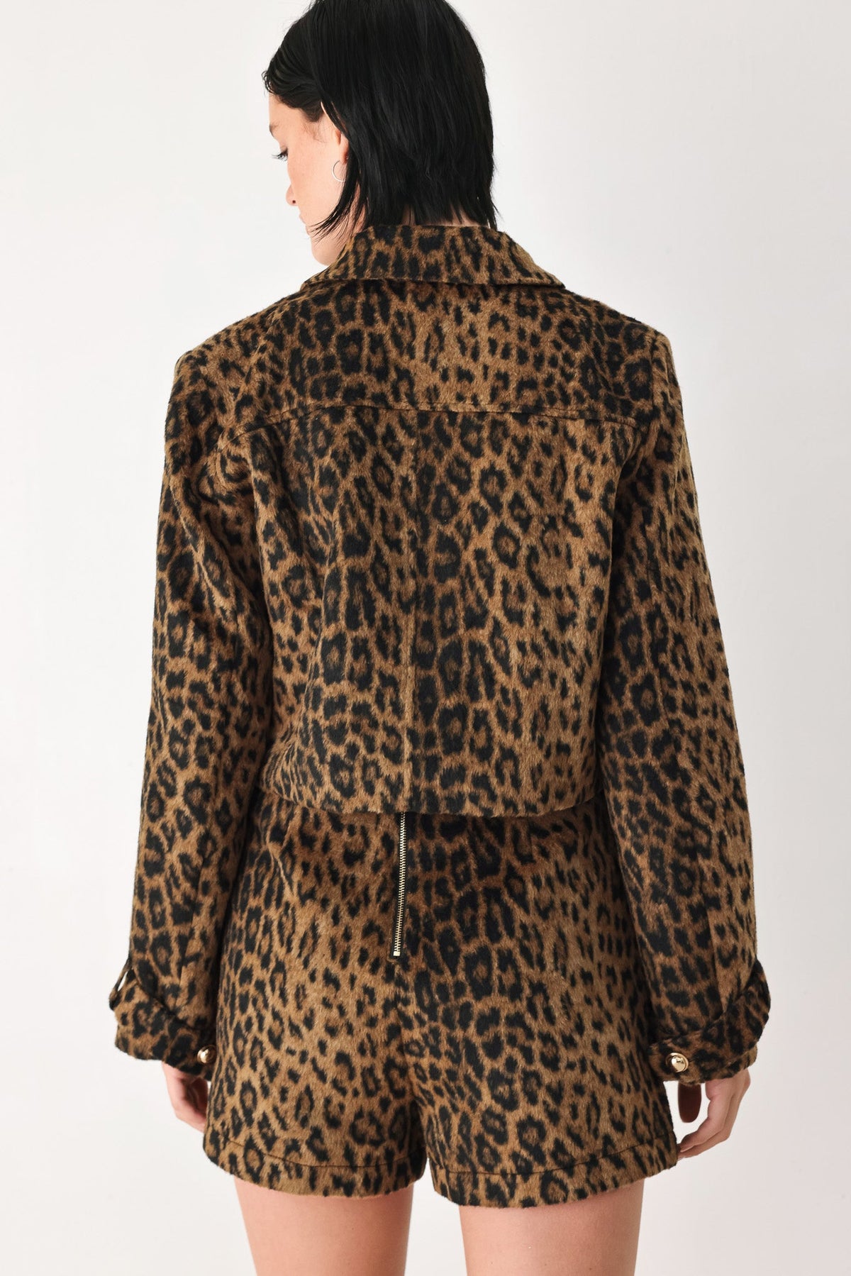 HERITAGE EDGE BROWN/BLACK WOOL-BLEND CROPPED JACKET - Flying Tomato - Flyclothing LLC