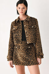 HERITAGE EDGE BROWN/BLACK WOOL-BLEND CROPPED JACKET - Flying Tomato - Flyclothing LLC