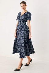 ROSETTE FLORAL WOVEN JACQUARD TOP